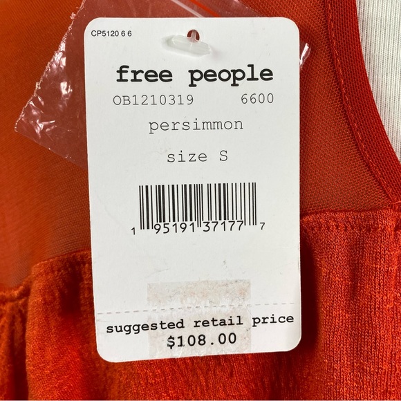 Free People On The Weekend Flowy Bell Sleeve Blouse Persimmon Red Sm NEW NWT - Picture 11 of 12